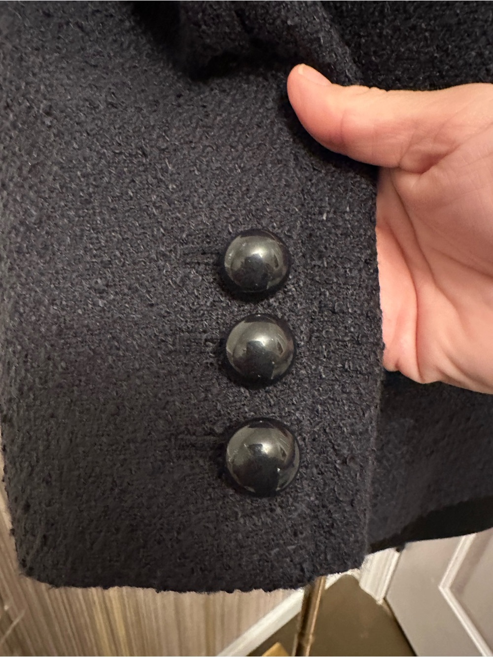 Talbots Black Bouclé Wool Blend Button Front Jacket Size 4 - Picture 9 of 11